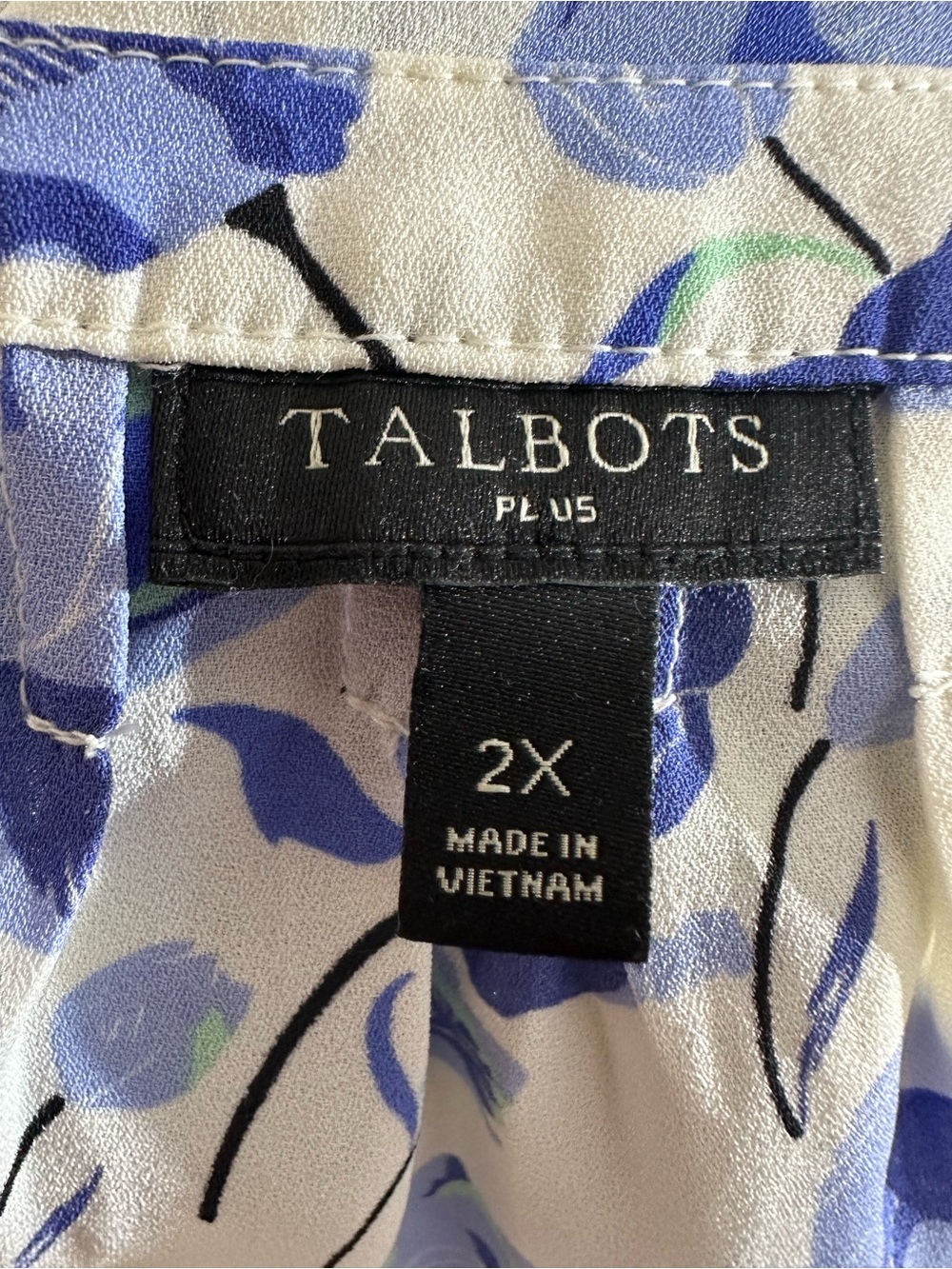 Talbots White and Blue Floral Sleeveless Split-Neck Camisole - Picture 8 of 12